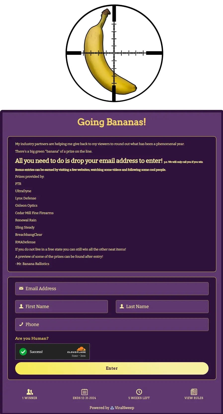 Going Bananas Giveaway Win Big Prizes from PTR, UltraDyne & More!