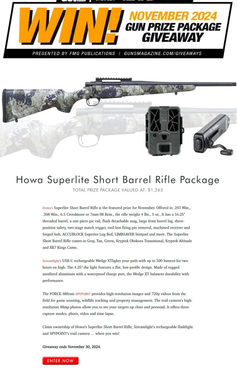 Howa Superlite Rifle Package, Streamlight Wedge XT & SPYPOINT Camera Giveaway