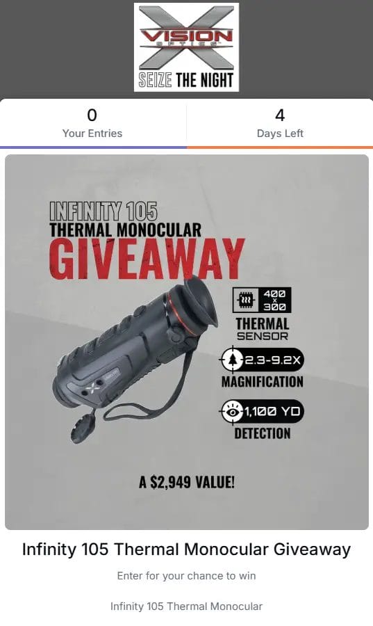 Infinity 105 Thermal Monocular Giveaway by X-Vision Optics