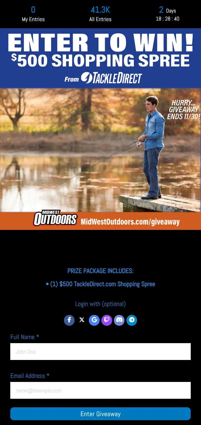 MWO Gear Giveaway Win a $500 TackleDirect Shopping Spree!