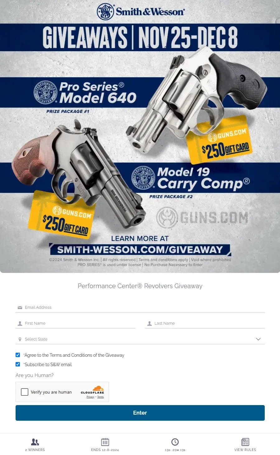 Smith & Wesson Performance Center Revolvers Giveaway