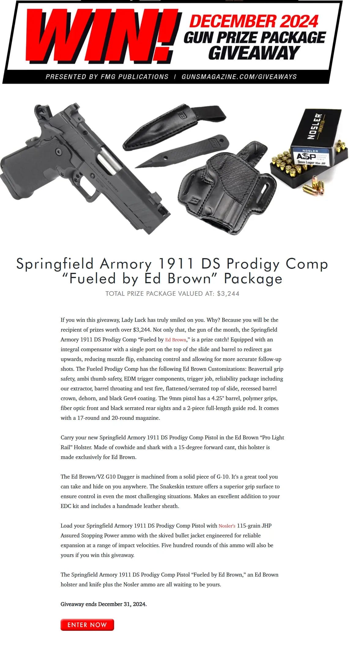 Springfield Armory 1911 DS Prodigy Comp Package by Ed Brown Giveaway