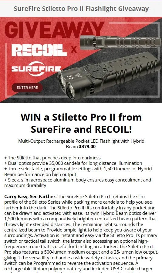 WIN a SureFire Stiletto Pro II LED Flashlight Worth $379 with RECOIL