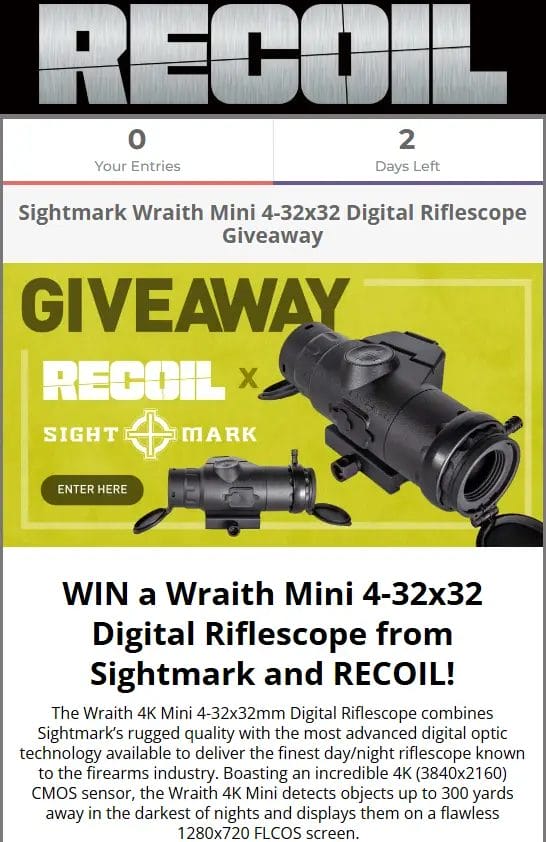 Win Sightmark Wraith Mini 4K Digital Riflescope from RECOIL!
