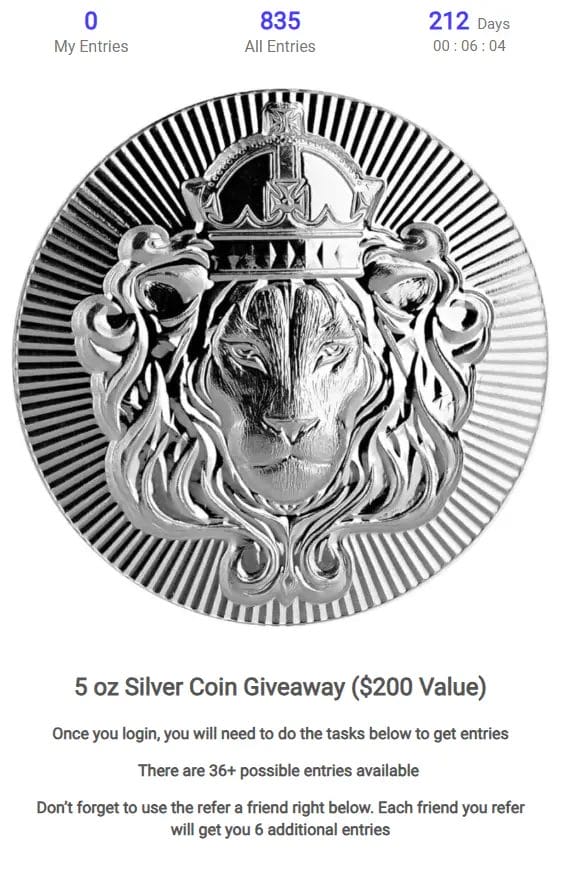 Win a 5 oz Silver Coin ($200 Value) in Our Exclusive Giveaway!