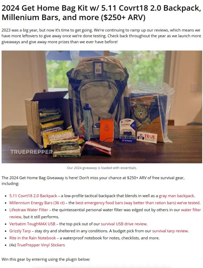 Win a 5.11 Covrt18 2.0 Backpack Kit with Millennium Bars & More!