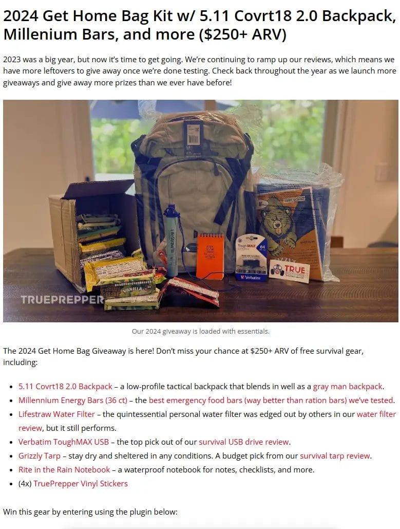 Win a 5.11 Covrt18 2.0 Backpack Kit with Millennium Bars & More!
