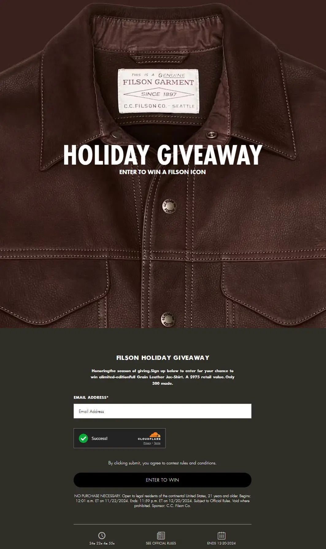 Win a Limited-Edition Full Grain Leather Jac-Shirt in Filson’s Giveaway