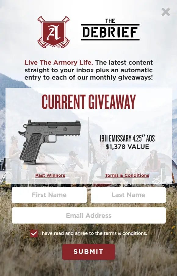 Win the Springfield Armory 1911 Emissary AOS in Our Monthly Giveaway!