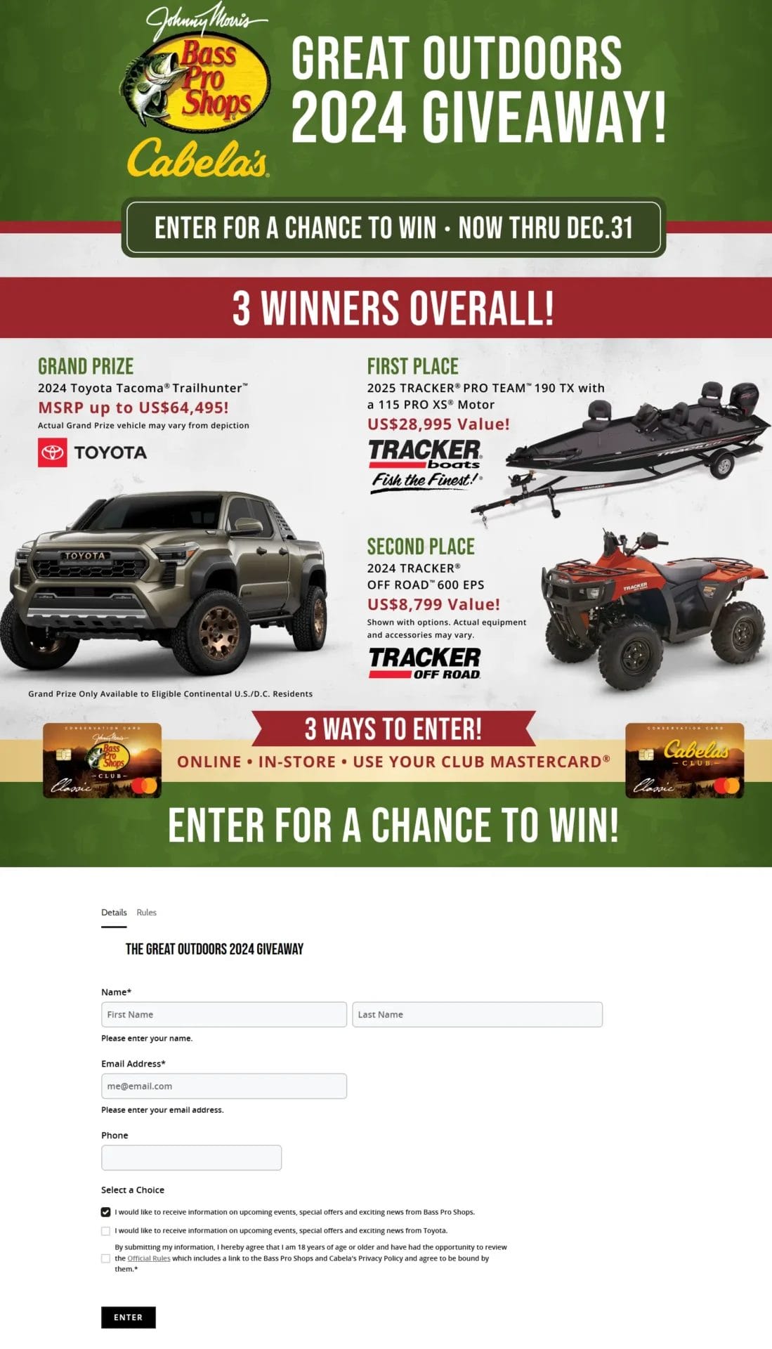 Bass Pro Shops and Toyota Great Outdoors 2024 Giveaway