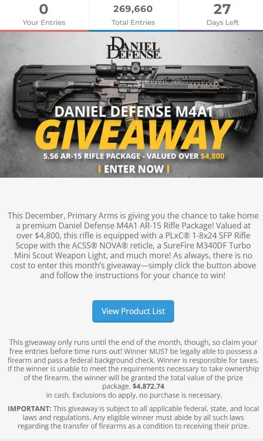 Daniel Defense M4A1 Rifle Package Giveaway by Primary Arms