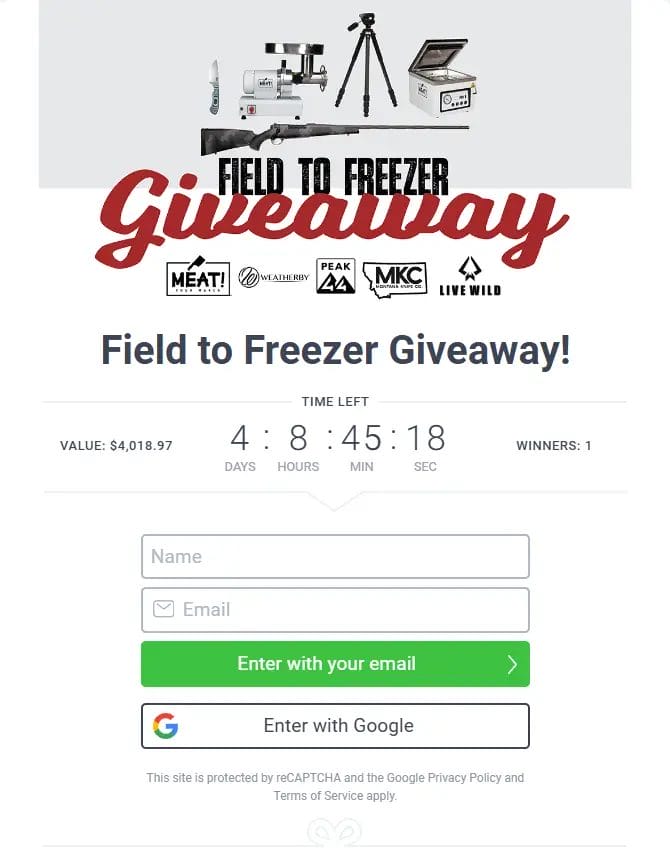 Field to Freezer Giveaway Win MEAT!, Weatherby, Montana Knife & More