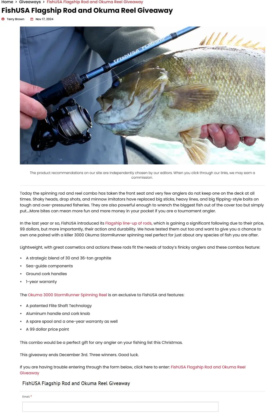 FishUSA Flagship Rod & Okuma 3000 Reel Giveaway