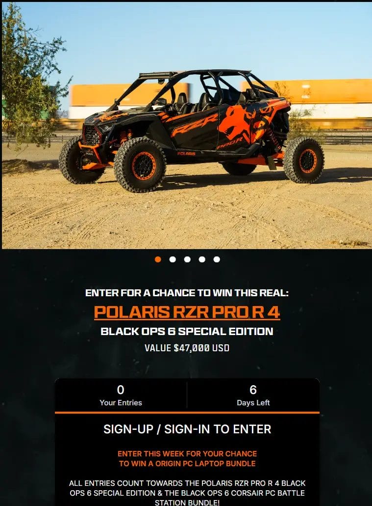 Polaris RZR Pro R & Call of Duty Gear Giveaway