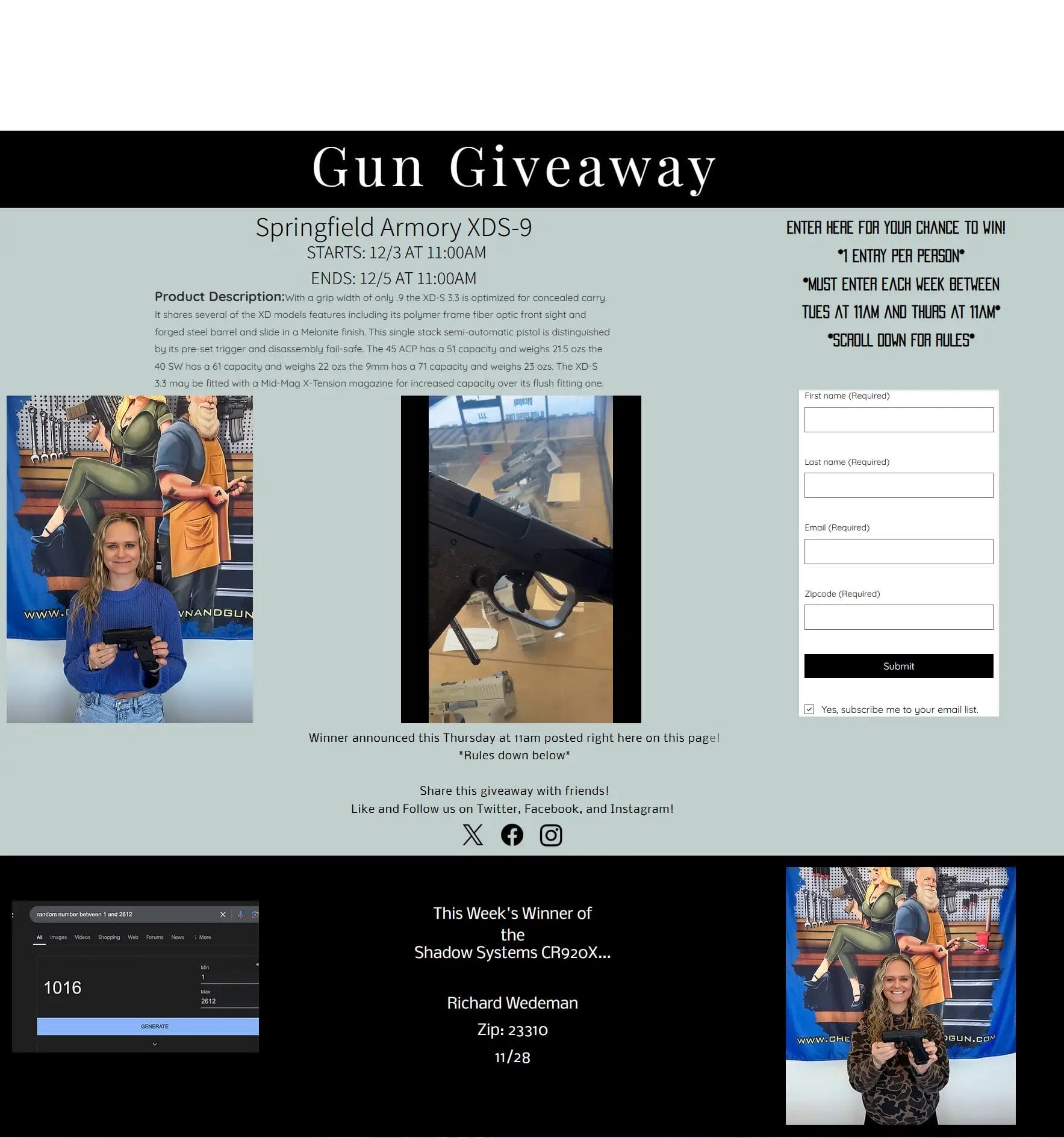 Springfield Armory XD-S 9mm Giveaway Hosted by Chesapeake Pawn & Gun