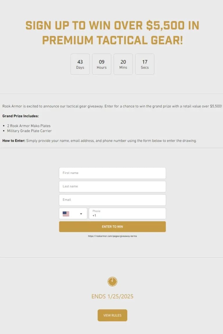 Win Rook Armor Tactical Gear Prize Pack Worth Over $5,500!