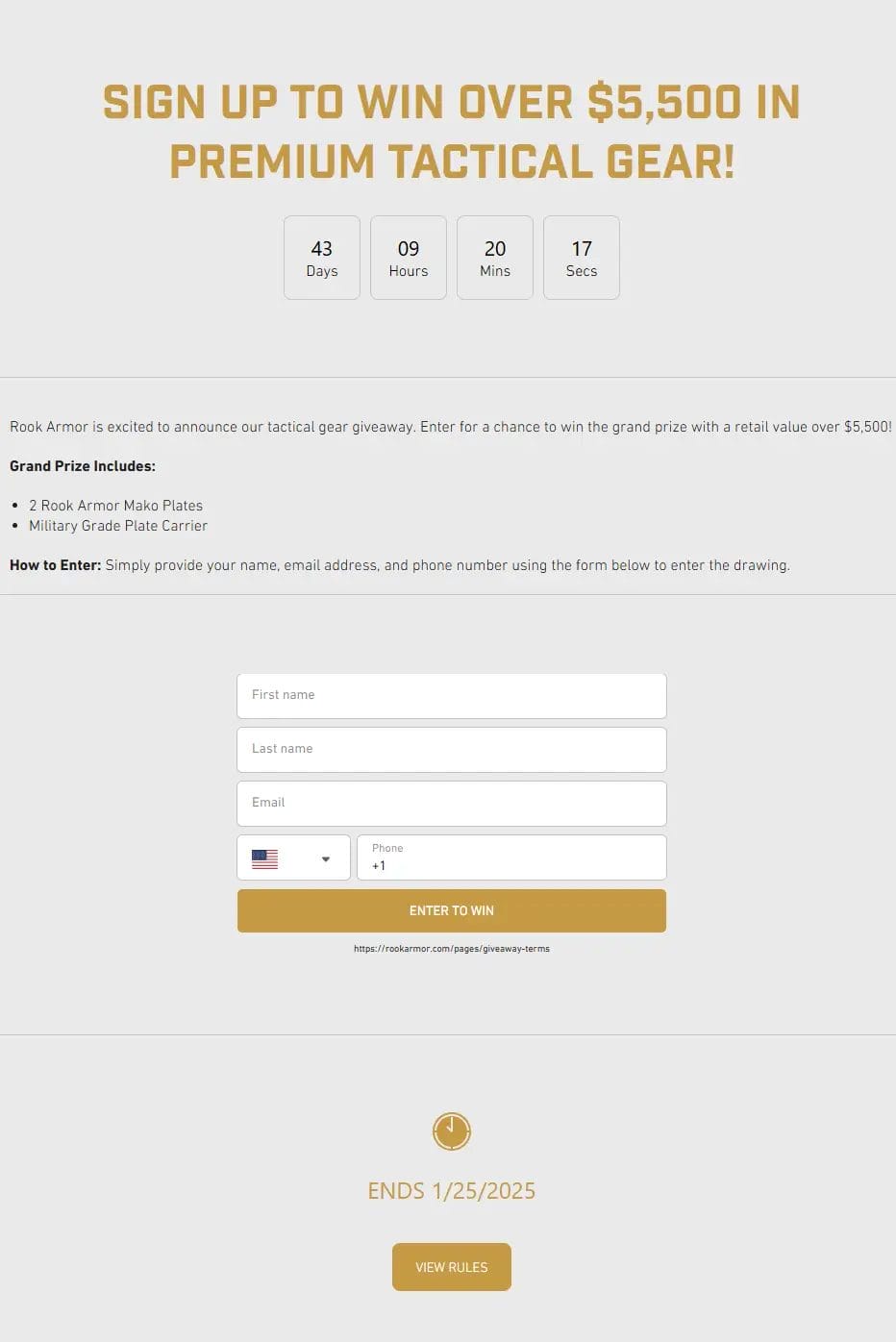 Win Rook Armor Tactical Gear Prize Pack Worth Over $5,500!