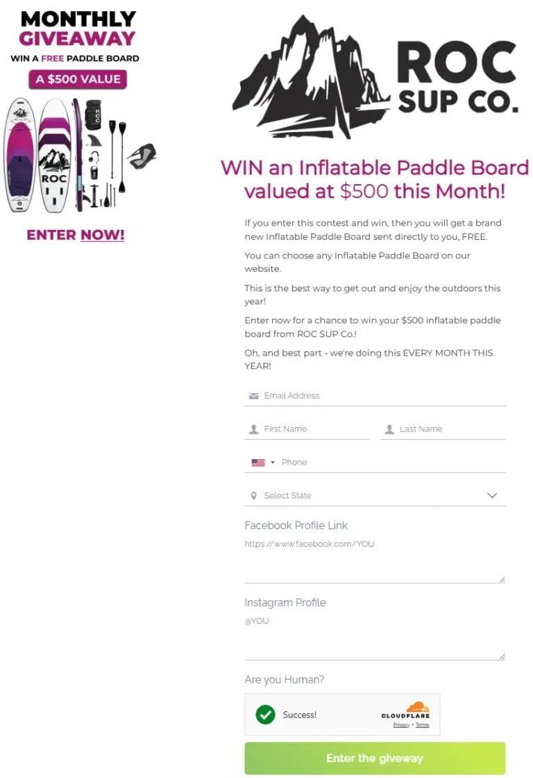 Win a $500 Inflatable Paddle Board from ROC SUP Co.!