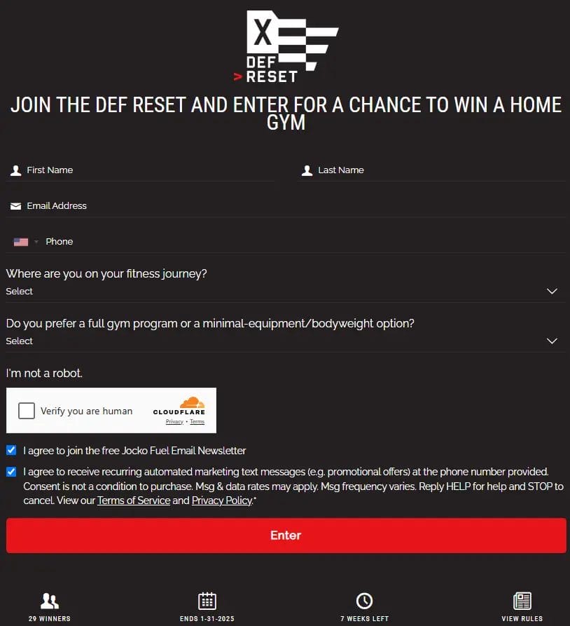 Win a Home Gym from Jocko Fuel - Enter the DEF Reset Giveaway!