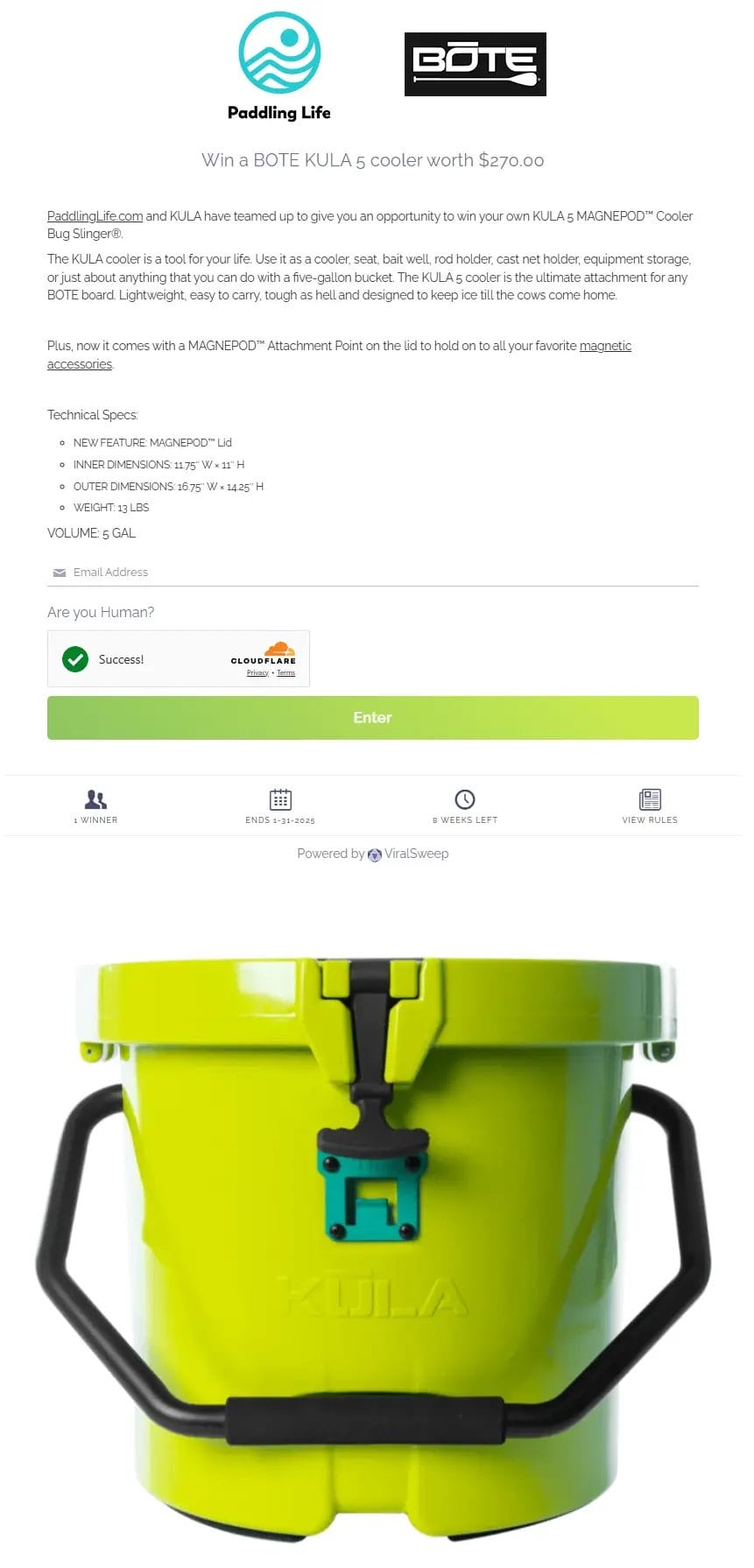 Win a KULA 5 Cooler by BOTE – $270 Value Giveaway