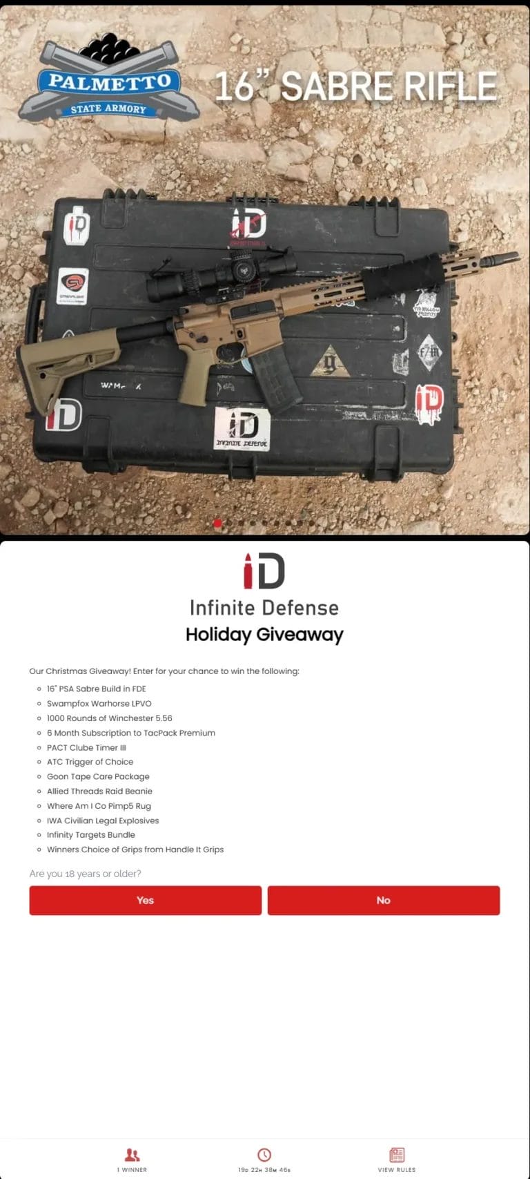 Win a PSA Sabre Build + TacPack Premium in Infinite Defense Giveaway