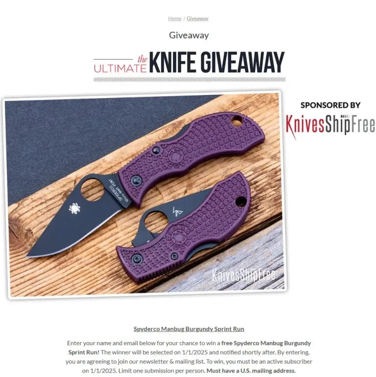 Win a Spyderco Manbug Burgundy Sprint Run – Join Our Giveaway!