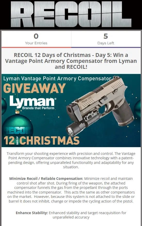 Win a Vantage Point Compensator from Lyman & RECOIL – Day 5 Giveaway