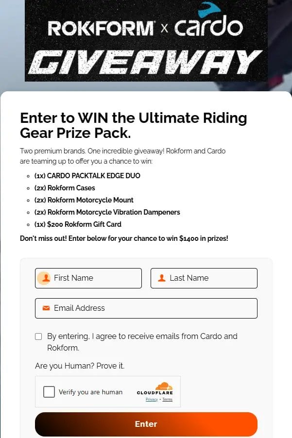 Win the $1400 Rokform & Cardo Ultimate Riding Gear Prize Pack