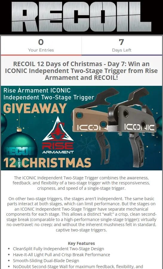 Win the ICONIC Rise Armament Trigger – RECOIL’s 12 Days Giveaway Day 7